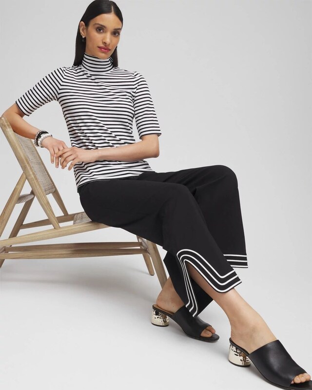 Touch of Cool Stripe Mock Neck Tee - image 2